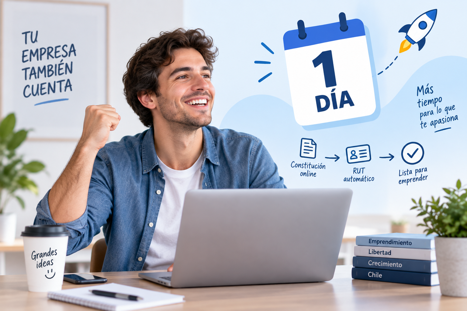 Emprendedor creando una empresa en un día en Chile