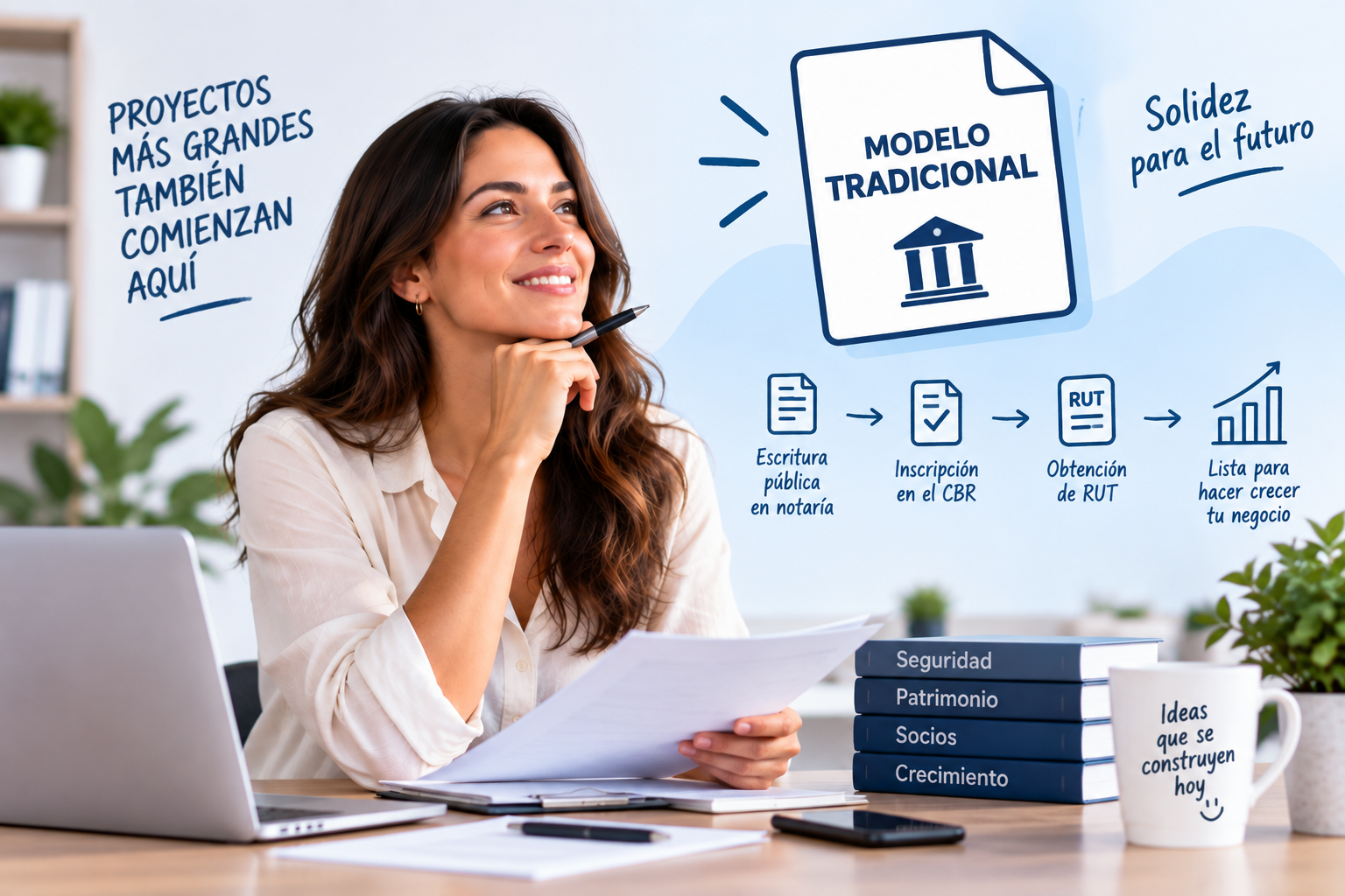 Emprendedora preparando la constitución de una empresa tradicional en Chile